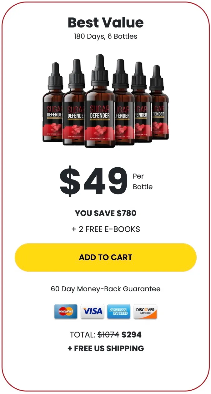 Sugar Defender 6 bottles - best value 180 day supply